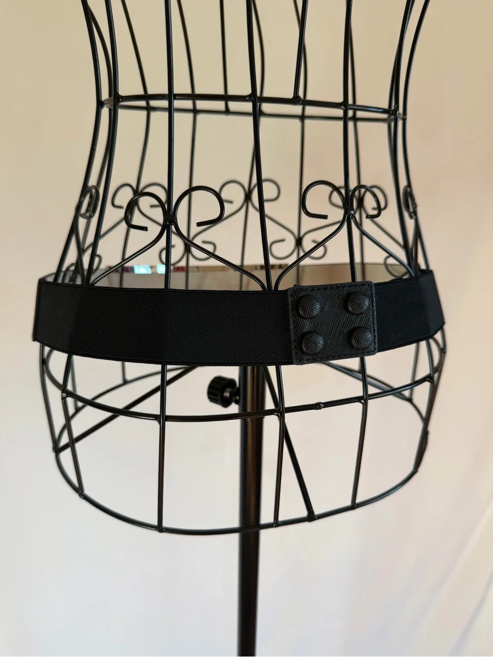 White House Black Market Black Waist Belt with Silver Trim